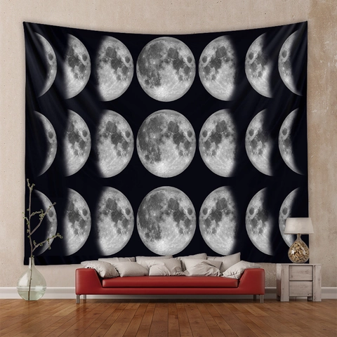 Tapiz De Pared Fases Lunares Celestiales Cielo Estrellado Galaxia Espacio Estético Tela De Poliéster Decoración Hogar