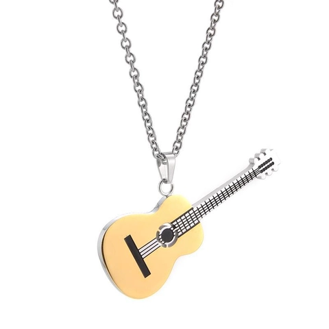 Muziekinstrument Gitaar Hanger Ketting Titanium Staal 18K Verguld Hip Hop Stijl Mode Sieraden Voor Heren En Dames