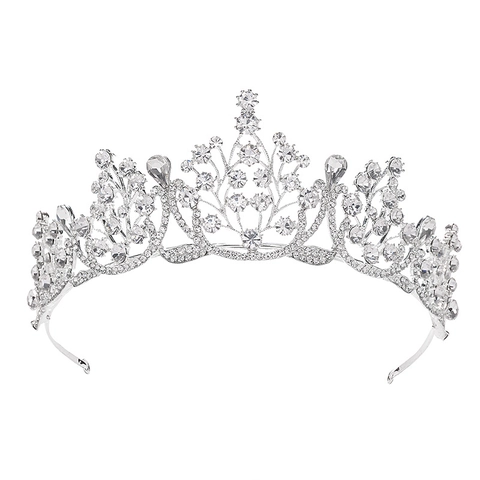 Barok Vintage Strass Bruiloft Kroon Tiara Voor Bruid Fotografie Koningin Holle Florale Hoofddeksel Haaraccessoires Voor Vrouwen