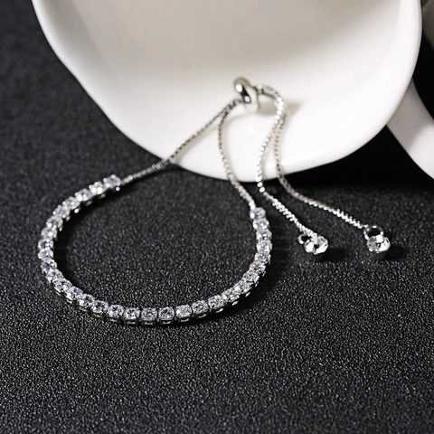 Luxury Zirconia Tennis Bracelet For Women Adjustable Copper Gold Silver Rose Gold Plated Micro Pave Fashion Jewelry Bracelet Gift