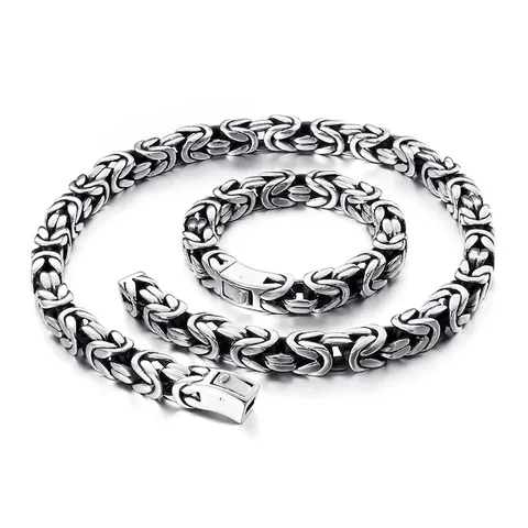 Collana A Catena Bizantina Da Uomo Acciaio Inossidabile Pesante Punk Retrò Gotico