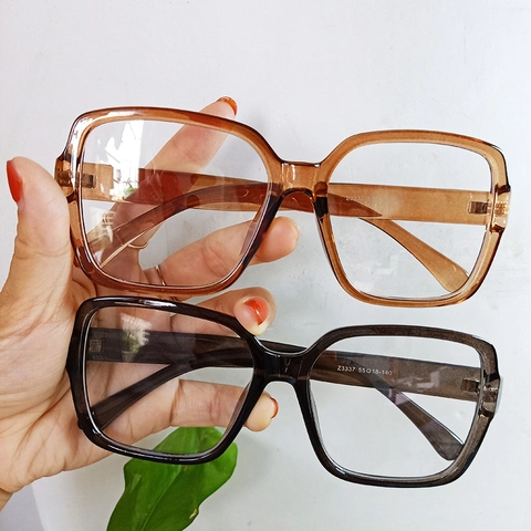 Retro Square Big Frame Glasses Oversized Fashion Non Prescription Polycarbonate Acrylic Eyewear For Women Men