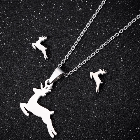 Gioielli Collana E Orecchini In Acciaio Inossidabile Minimalista Geometrico Animale Farfalla Cervo Moda Per Donna