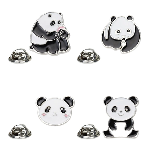 Simpatica Spilla Panda Pin Lega Di Zinco Smalto Cartone Animato Animale Risvolto Distintivo Kawaii Decorazione Vestiti Per Zaino Cappello