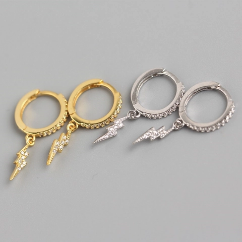 Blitzreifen Ohrringe 925 Sterlingsilber Zirkonia Anhänger Huggie Schmuck Für Frauen
