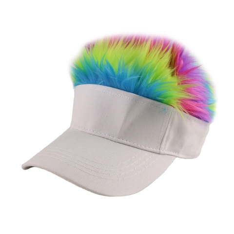 Berretto Da Baseball Novità Con Parrucca Di Capelli Colorati Divertente Visiera Parasole Cappello Da Golf Cotone Regolabile