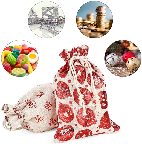 Sacchetti Regalo Di Natale Con Coulisse In Tela Di Iuta Confezioni Festive Sacchetti Decorativi Riutilizzabili Per Feste