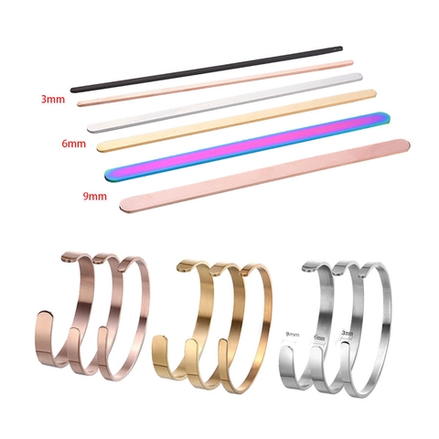 304 Stainless Steel Bracelet Blanks Engravable Cuff Bangle DIY Jewelry Making Supplies Polished Mirror Surface Minimalist