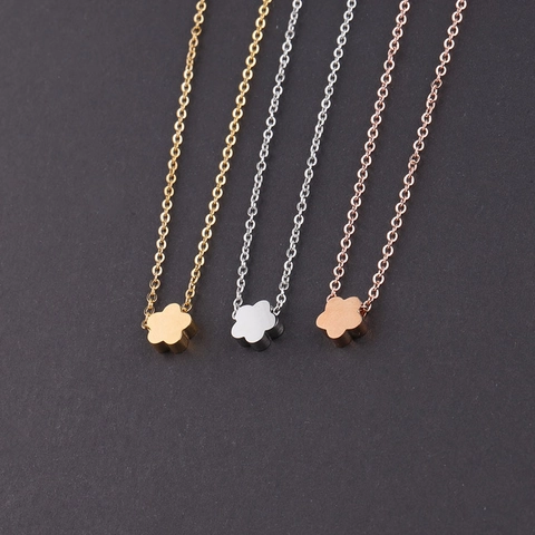 Collar Con Colgante De Flor Acero Inoxidable 304 Pulido Espejo Minimalista Joyería Floral Para Mujer Estilo Elegante