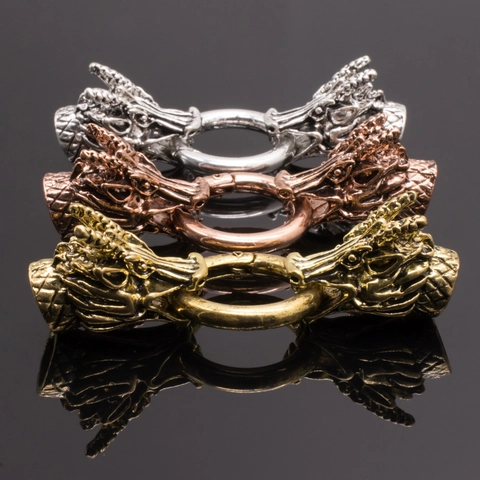 Retro Drachen Tiger Kopf Schmuck Verschluss Verbinder Legierung Metall Endkappen Für DIY Armband Halskette Punk Stil
