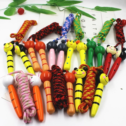 Kids Jump Rope Cartoon Animal Wooden Handle Braided Colorful Skipping Rope For Children Outdoor Sports Fitness Toy Novelty
