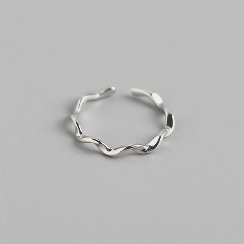 S925 Sterling Silver Mobius Wave Twisted Ring For Women Minimalist Adjustable Open Ring Fashion Simple Finger Ring Gift