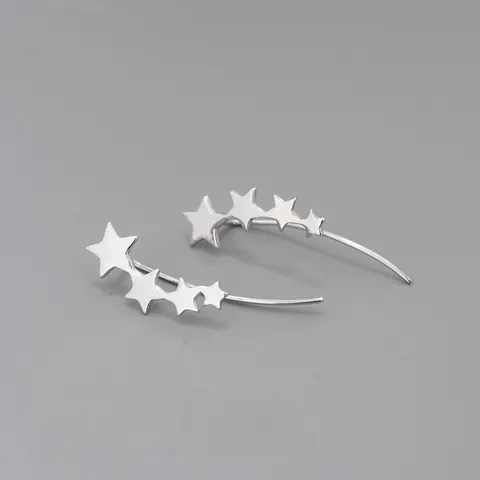 925 Sterling Silber Stern Ear Climber Minimalistisch Fünfzackiger Stern Ohrstecker Für Damen Koreanischer Modeschmuck Geschenk