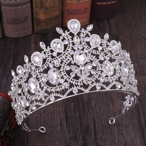Barock Königliche Krone Legierung Strass Kristall Luxus Braut Tiara Hochzeit Geburtstag Festzug Haarschmuck Für Damen
