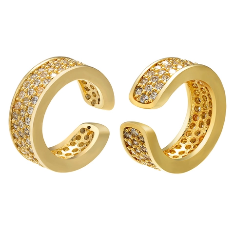 C-Vormige Oormanchet Messing Micro Pave Cubic Zirconia Clip-Oorbellen Niet Gepiercet Elegante Sieraden Voor Dames