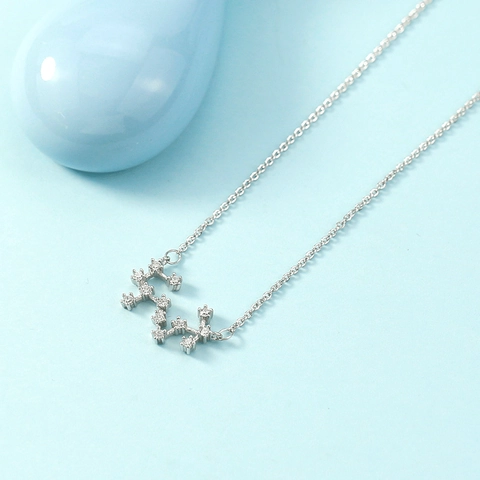 Zodiac Constellation Pendant Necklace Copper Zircon Celestial Star Sign Minimalist Clavicle Chain Jewelry For Women