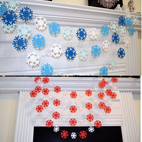 Guirlande De Flocons De Neige Décoration Suspendue Papier Et Tissu 3D Pour Noël Fête Hivernale Ornements De Fenêtre De Vacances
