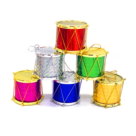 Adorno De Navidad Pequeños Tambores Decoraciones Colgantes Árbol Láser Plástico Colorido Decoración Festiva