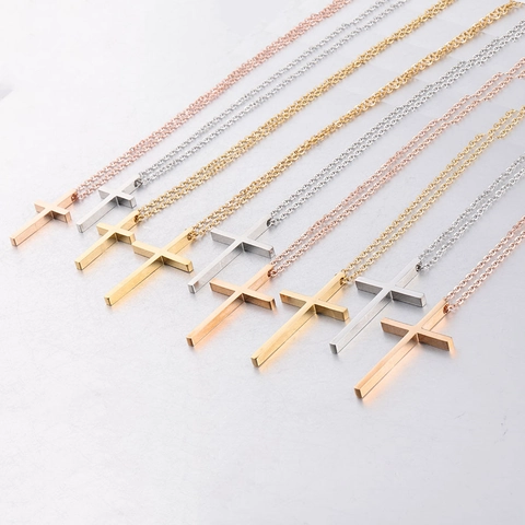 Collana Con Ciondolo A Croce Minimalista Acciaio Inossidabile 304 Lucidato Gioielli Geometrici Per Stile Hip Hop Unisex
