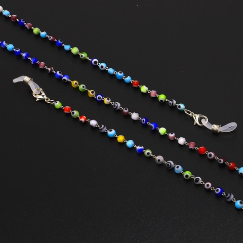 Evil Eye Colorful Glass Bead Glasses Chain Anti-Slip Eyewear Lanyard Handmade Reading Glasses Strap Holder