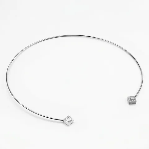 Collar Choker Torque Abierto De Acero Inoxidable Minimalista Con Acento Geométrico De Zirconia Cúbica Cuadrada Joyería Para Mujer Elegante Moderno
