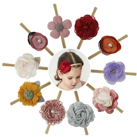 Baby Blumen Stirnbänder Elastische Nylon Haarbänder Floral Kleinkinder Kopfschmuck Zubehör Süße Fotografie Requisiten