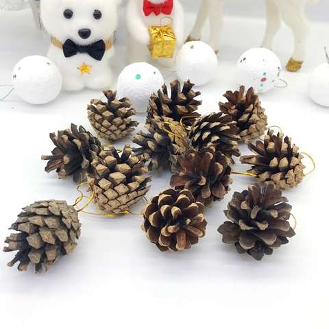 Adornos Colgantes De Piñas Naturales Con Cordones Dorados Para Decoración De Árbol De Navidad Guirnalda DIY Fiesta