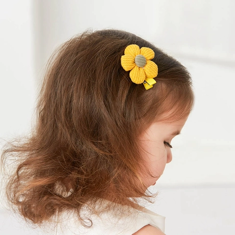 Handmade Flower Hair Clips Multicolored Fabric Chiffon Lace Artificial Pearl Rhinestone Duckbill Hairpins For Toddler Girls Baby Cute