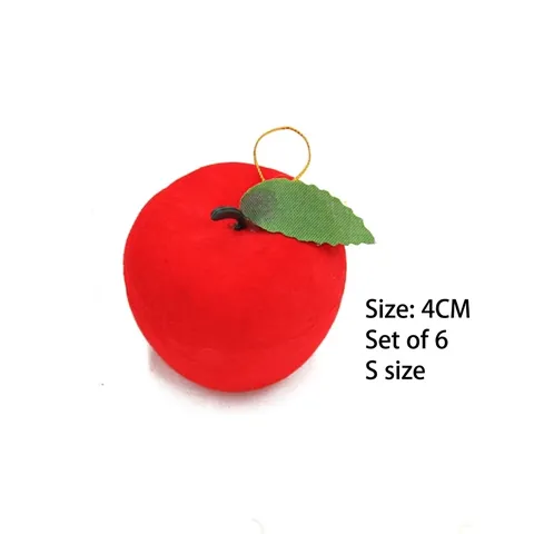 Artificial Red Apple Christmas Tree Ornaments Flocked Foam Festive Holiday Decor With Gold String Green Leaf