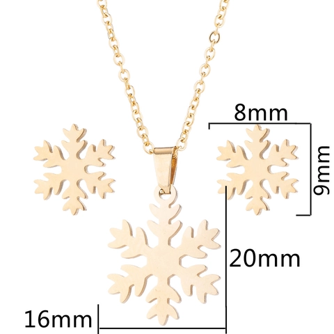 Edelstahl Schneeflocke Schmuckset Für Damen Weihnachten Minimalistisch Gold Silber Ohrstecker Anhänger Halskette Schmuck Set