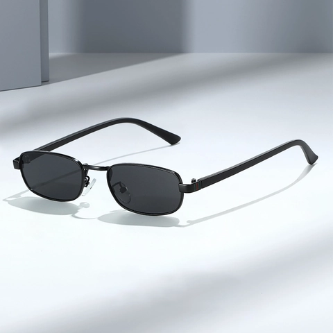 Vintage Rectangular Sunglasses Metal Frame UV400 Protection Retro Small Square Eyewear For Men Women Outdoor Fashion
