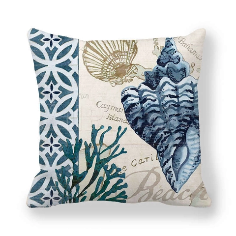 Ocean Theme Pillowcase Peach Skin Velvet Vintage Marine Life Octopus Sea Turtle Cushion Cover Square Decorative Throw