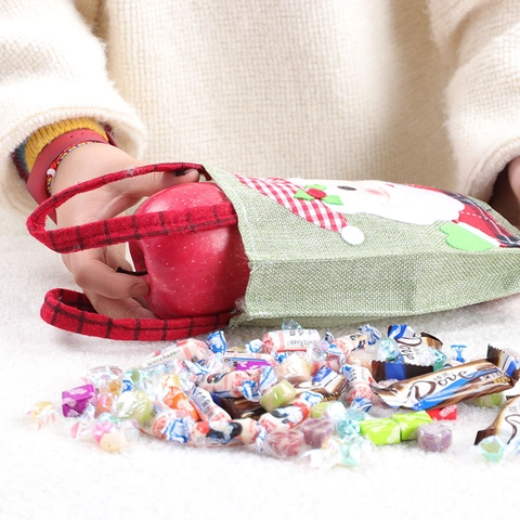 Sacchetti Regalo Di Natale In Juta Sacchetto Per Caramelle Babbo Natale Pupazzo Di Neve Renna Decorazione Festa