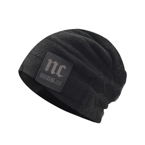 Berretto In Maglia Acrilica Cappello Invernale Foderato In Pile Caldo All'aperto Polsino A Costine Con Toppa Decorativa