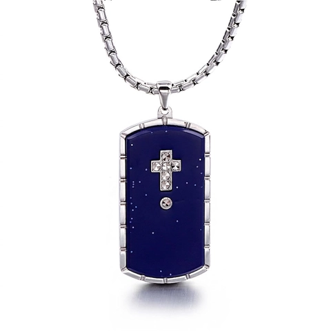 Heren Roestvrijstalen Kruis Hondsdolheid Ketting Met Steentjes Militaire Stijl Doos Ketting Mode Religieuze Sieraden