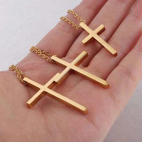 Collana Con Ciondolo A Croce Minimalista Acciaio Inossidabile 304 Lucidato Gioielli Geometrici Per Stile Hip Hop Unisex