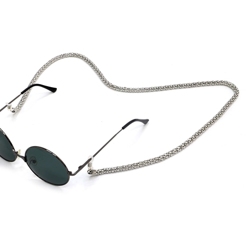 Metal Eyeglass Chain Non-Slip Anti-Lost Lanyard With Silicone Loop For Sunglasses Eyewear Corn Chain Design Durable