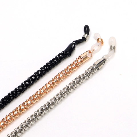 Metal Eyeglass Chain Non-Slip Anti-Lost Lanyard With Silicone Loop For Sunglasses Eyewear Corn Chain Design Durable