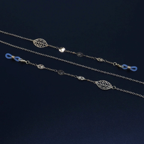 Glasses Chain Metal Alloy Hollow Leaves Vintage Gold Non-Slip Eyewear Strap For Women Elegant Handmade Accessory