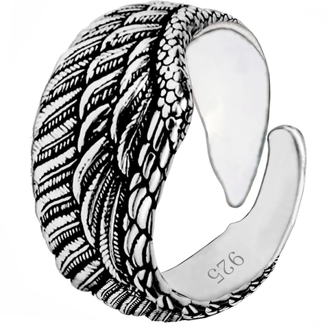 Anillo De Pluma Alas De Ángel Diseño Abierto Ajustable Estilo Retro Vintage Joyería Para Mujeres Hombres