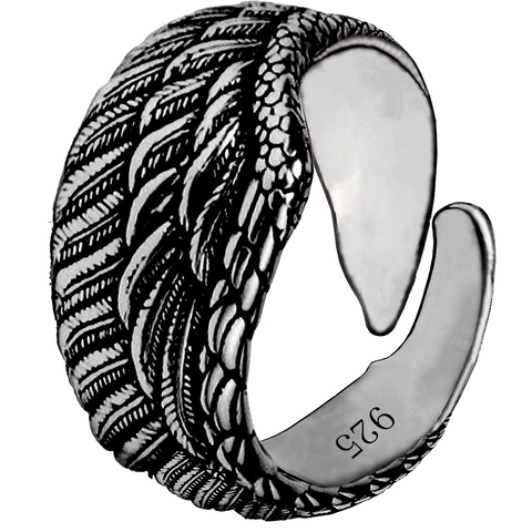 Anillo De Pluma Alas De Ángel Diseño Abierto Ajustable Estilo Retro Vintage Joyería Para Mujeres Hombres