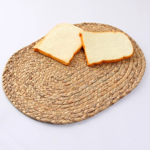 Handmade Water Hyacinth Woven Placemats Round Heat Resistant Coasters Natural Straw Table Mats For Dining Room