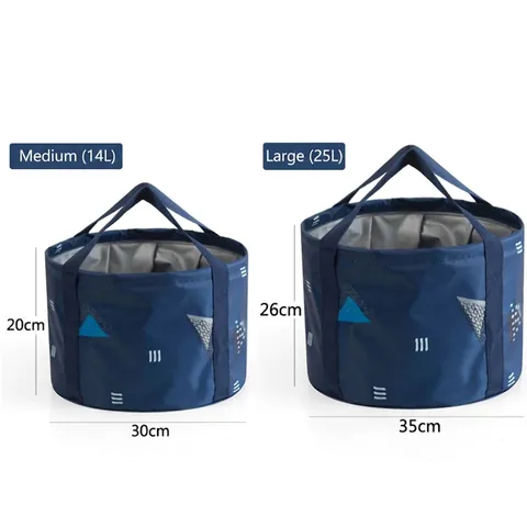 Bassin De Bain De Pieds Pliant Portable Nylon Imperméable Seau D'eau Pliable Pour Voyage Camping Grande Capacité Double Poignées Imprimé Dessin Animé