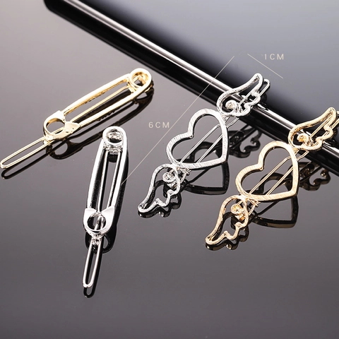 Metal Haarklammern Hohlherz Engelsflügel Sicherheitsnadel Form Geometrische Bobby Pins Für Frauen Minimalistisches Styling Haarschieber