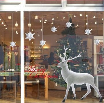 Adesivi Murali Finestre Natale PVC Impermeabile Renna Albero Fiocco Neve Decalcomanie Vetrina Decorazione Casa Stile Nordico