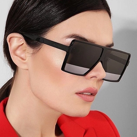 Square Sunglasses Oversized Retro Hip Hop Flat Top Frame UV400 Protection Fashion Eyewear For Men Women