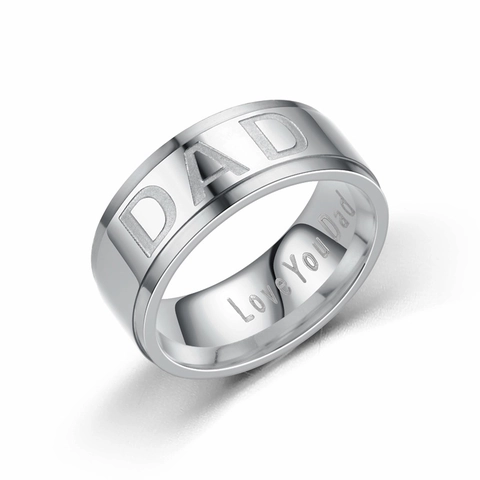 Stainless Steel Dad Ring Engraved Love You Dad Men Wedding Band Ring Gift For Father Day Black Gold Silver Rose Gold Jewelry