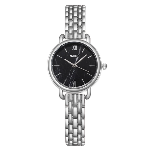 Orologio Al Quarzo Da Donna Moda Elegante Oro Rosa Lega Maglia Cinturino Tonda Marmo Trama Quadrante Numeri Romani Orologio Polso