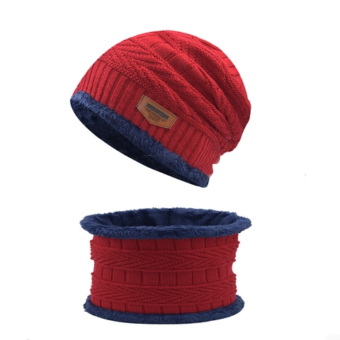 Winter Knitted Beanie Hat And Neck Scarf Thick Fleece Lined Warm Outdoor Windproof Cold Weather Accessories