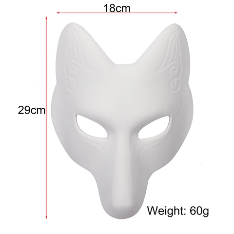 Kitsune Vos Masker PU Leer Handgeschilderd Japanse Stijl Cosplay Halloween Feest Maskerade Halfgezicht Anime Accessoire